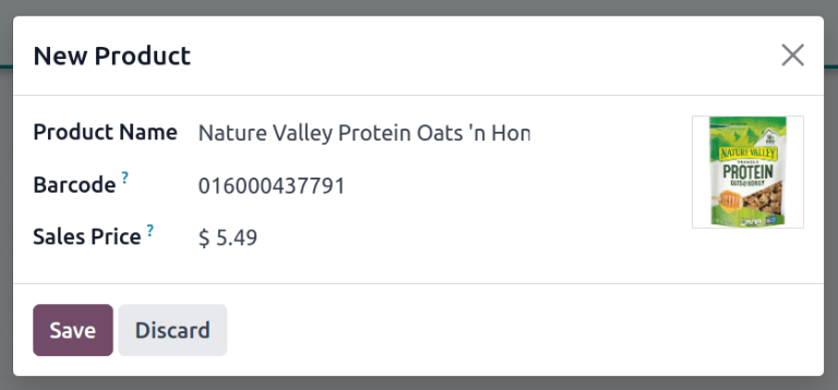 新产品确认对话框。