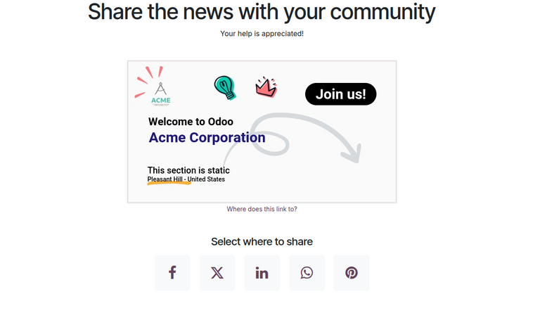 Odoo 营销卡片中卡片营销活动的预览。