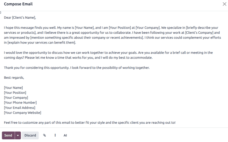 一封带有 AI 生成文本的电子邮件草稿。