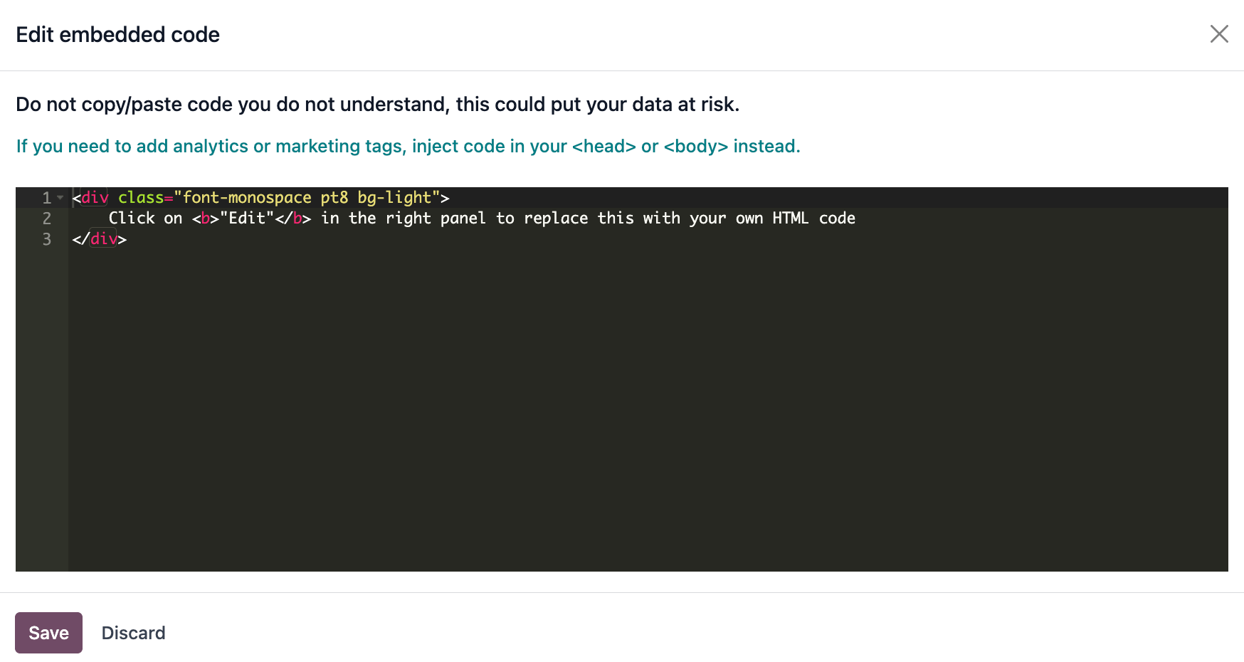 添加您希望指向的嵌入代码链接