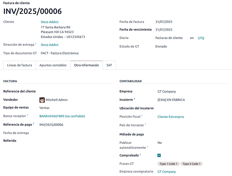 出口发票主要数据。