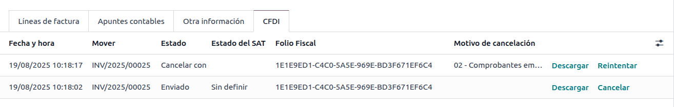 带有 CFDI 来源的旧发票。
