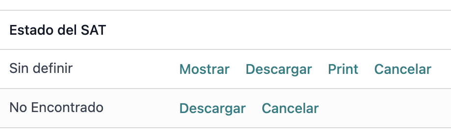 CFDI 选项卡上打印按钮的示例。