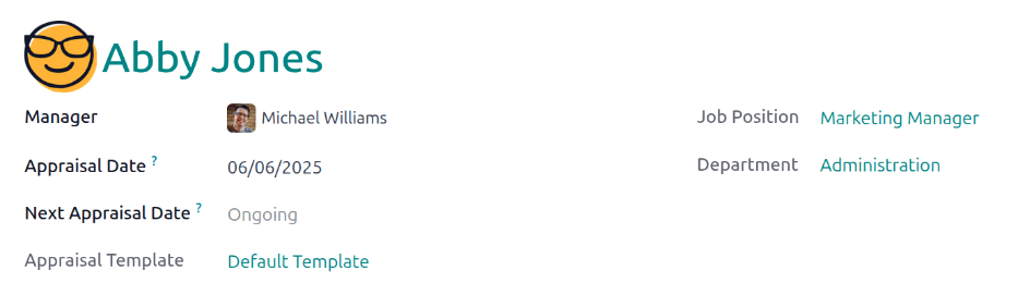 填好上半部分的新考评表。