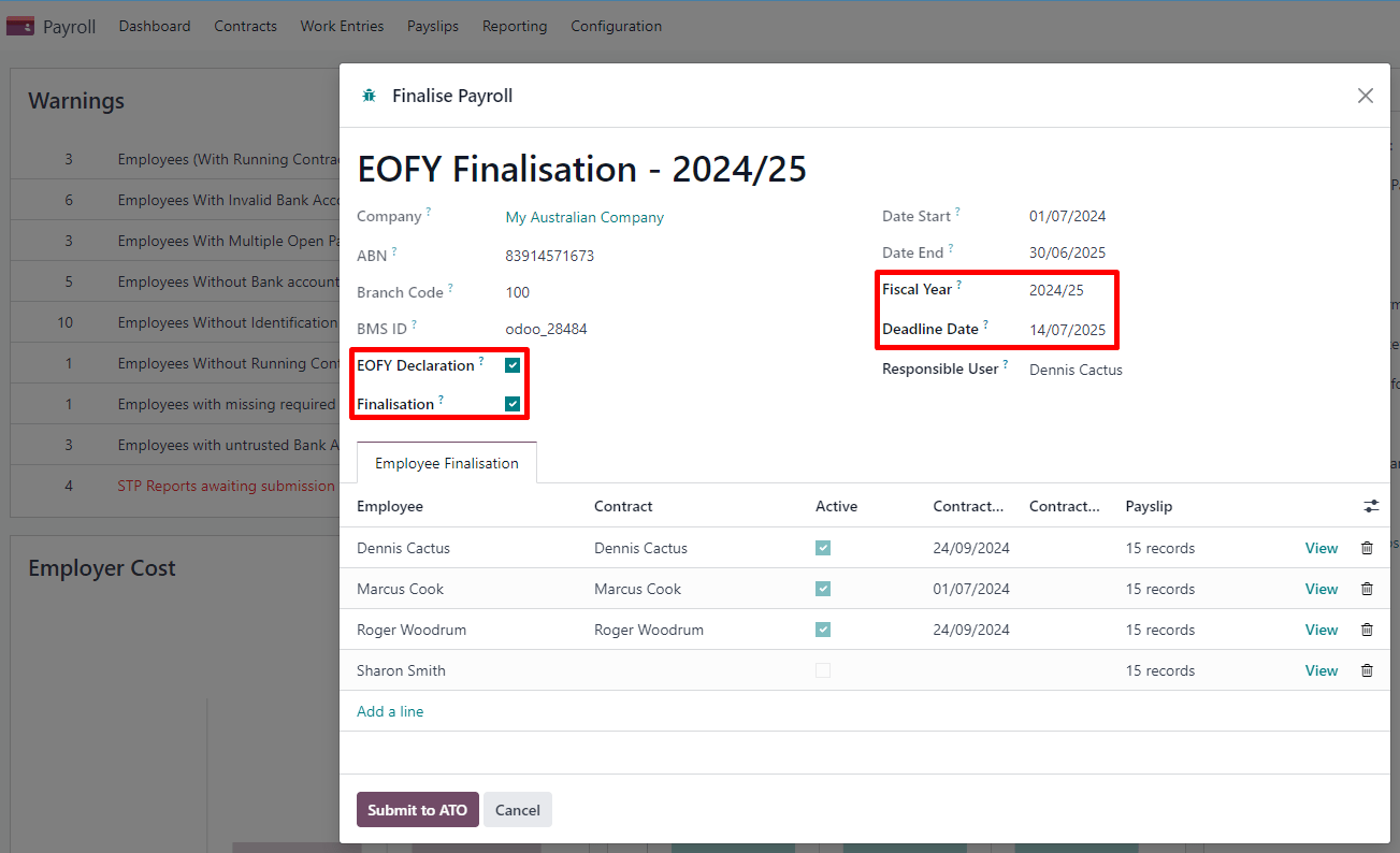 员工的财年末 (EOFY) 最终化。