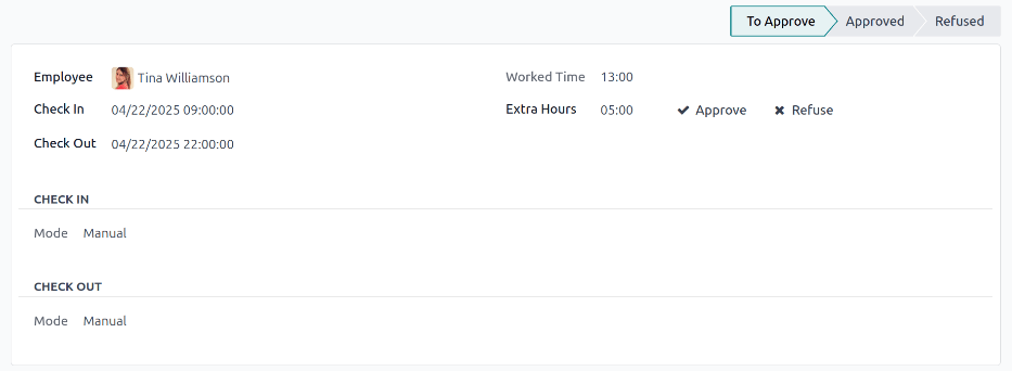 详细的考勤记录。