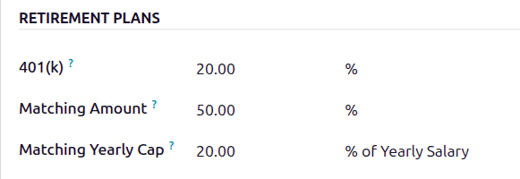 员工的退休配置。